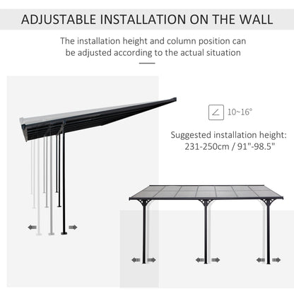 Outdoor Wall Mounted Hardtop Gazebo 435x302cm