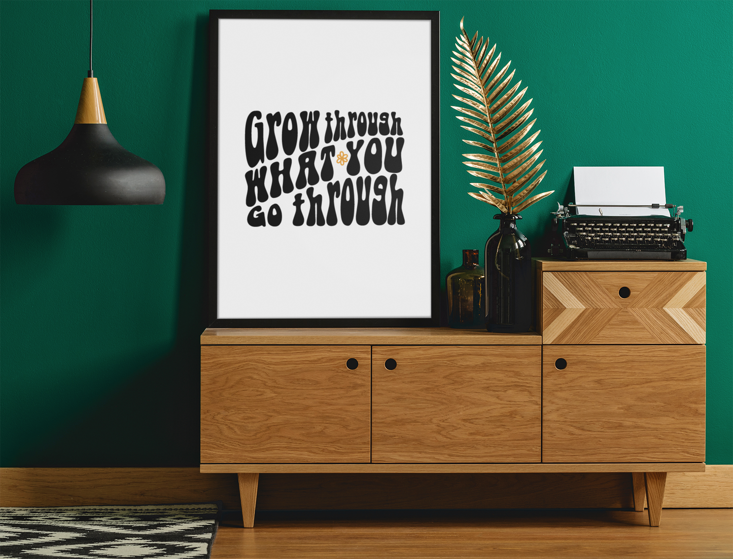 Grow Through What You Go Through Boho Hippie Simple Home Wall Decor Print