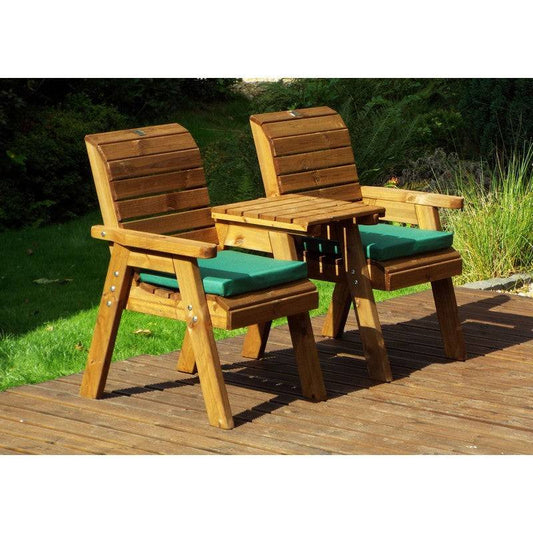 Scandinavian Redwood Garden Tete a Tete by Charles Taylor - 2 Seats Green Cushions
