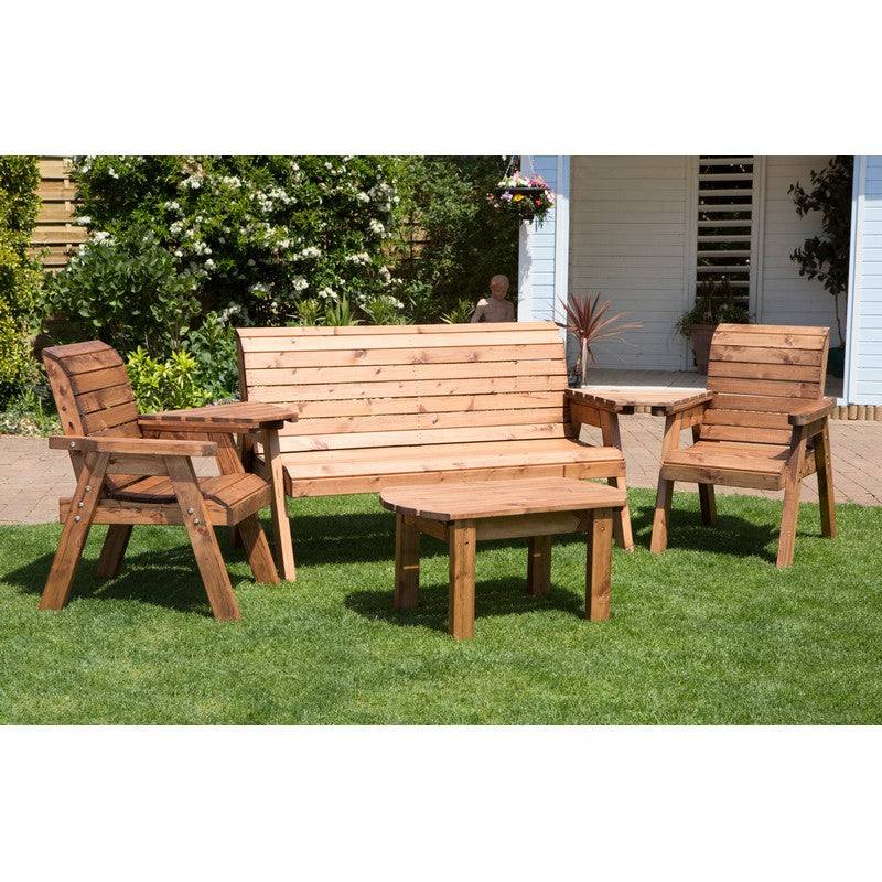 Scandinavian Redwood Garden Patio Dining Set by Charles Taylor - 5 Seats Grey Cushions