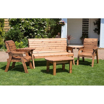 Scandinavian Redwood Garden Patio Dining Set by Charles Taylor - 5 Seats Grey Cushions
