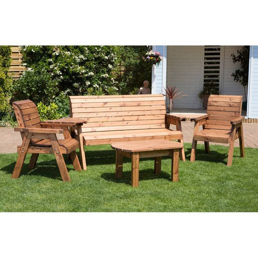 Scandinavian Redwood Garden Patio Dining Set by Charles Taylor - 5 Seats Grey Cushions