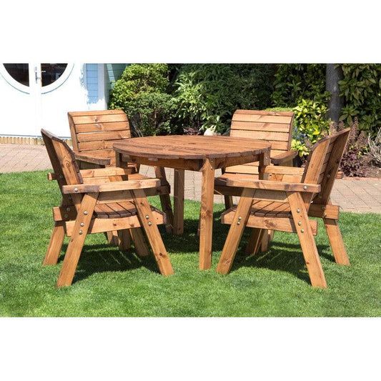 Scandinavian Redwood Garden Patio Dining Set by Charles Taylor - 4 Seat Green Cushions