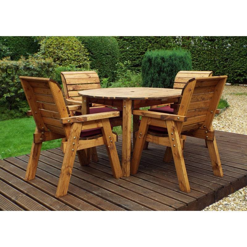 Scandinavian Redwood Garden Patio Dining Set by Charles Taylor - 4 Seat Green Cushions