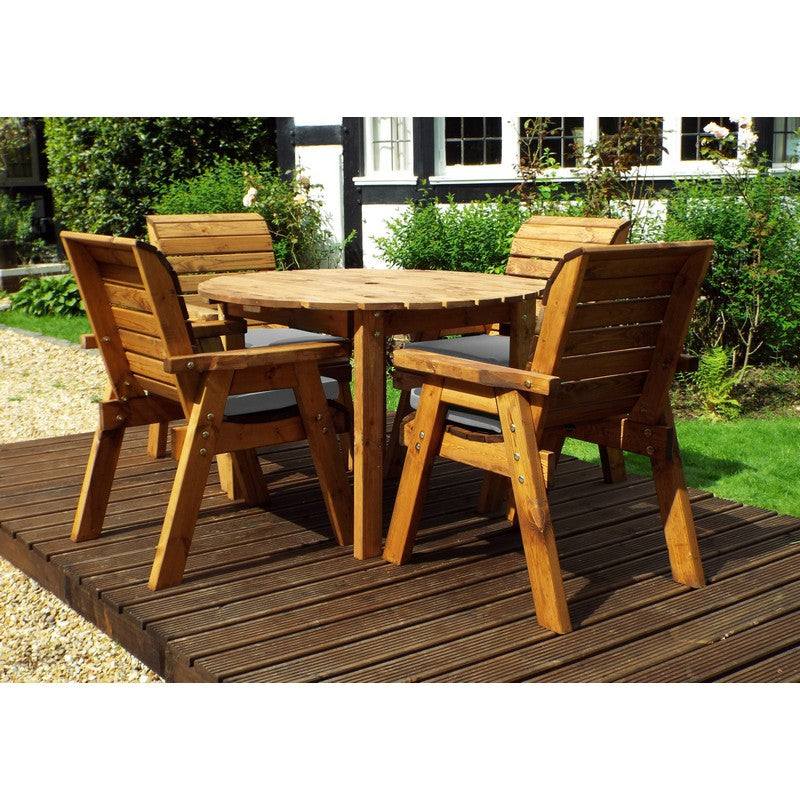 Scandinavian Redwood Garden Patio Dining Set by Charles Taylor - 4 Seat Grey Cushions