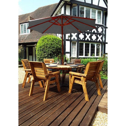 Scandinavian Redwood Garden Patio Dining Set by Charles Taylor - 6 Seat Grey Cushions