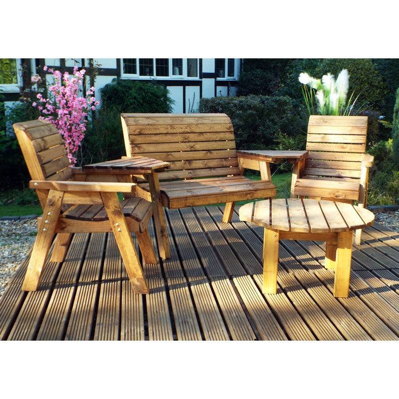 Scandinavian Redwood Garden Patio Dining Set by Charles Taylor - 4 Seat Grey Cushions