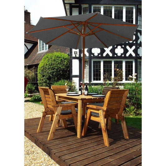 Scandinavian Redwood Garden Patio Dining Set by Charles Taylor - 4 Seat Grey Cushions