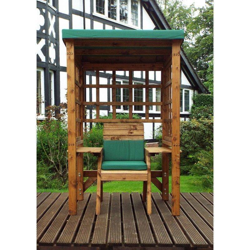 Wentworth Natural Garden Chair Arbour by Charles Taylor with Green Cushions
