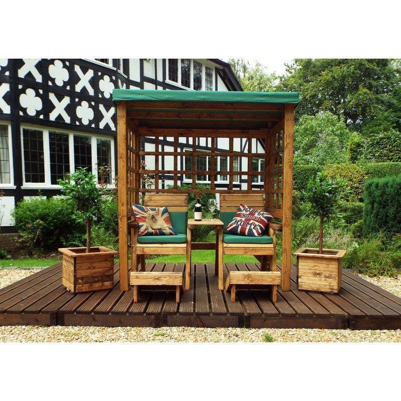 Henley Garden Arbour by Charles Taylor - 2 Seats Green Cushions