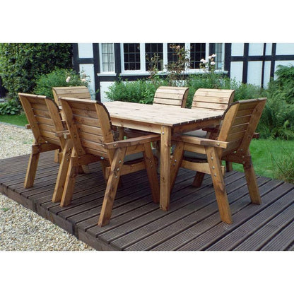 Scandinavian Redwood Garden Patio Dining Set by Charles Taylor - 6 Seat Grey Cushions
