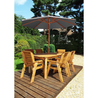 Scandinavian Redwood Garden Patio Dining Set by Charles Taylor - 6 Seat Grey Cushions