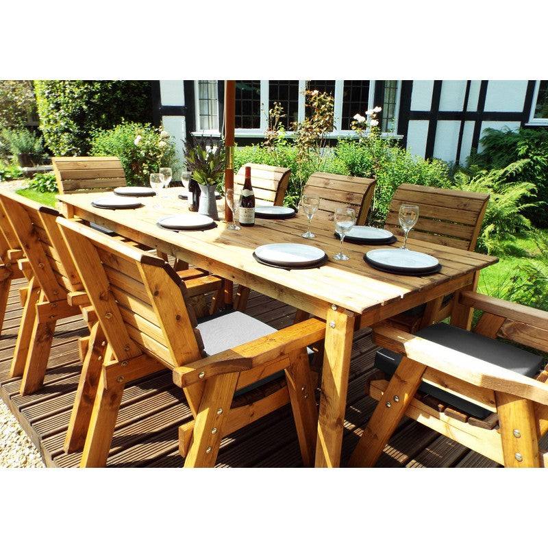Scandinavian Redwood Garden Patio Dining Set by Charles Taylor - 8 Seat Grey Cushions