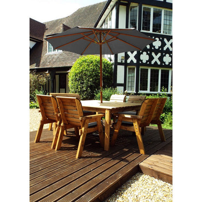 Scandinavian Redwood Garden Patio Dining Set by Charles Taylor - 8 Seat Grey Cushions