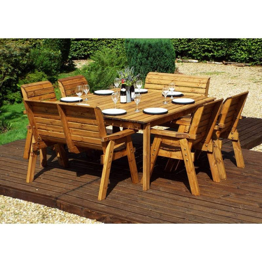 Charles Taylor 8 Seat Square Table Deluxe Scandinavian Redwood Garden Furniture