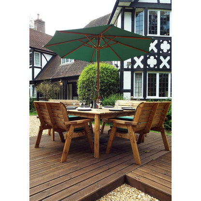 Scandinavian Redwood Garden Patio Dining Set by Charles Taylor - 8 Seat Green Cushions