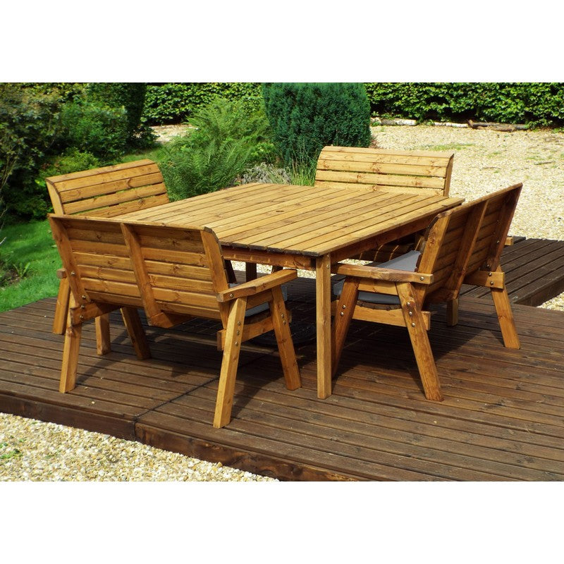 Scandinavian Redwood Garden Patio Dining Set by Charles Taylor - 8 Seat Grey Cushions