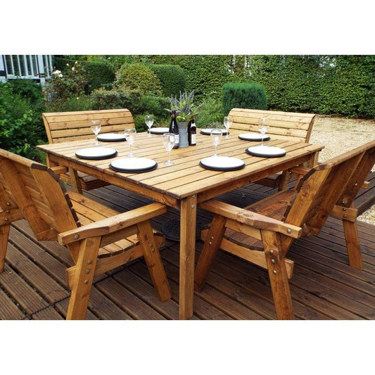 Charles Taylor 8 Seat Deluxe Scandinavian Redwood Square Bench Garden Furniture