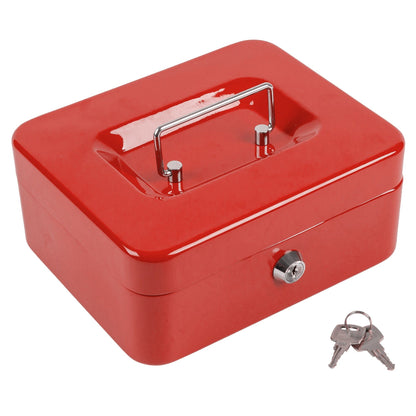 Red 20.5cm Metal Cash Box