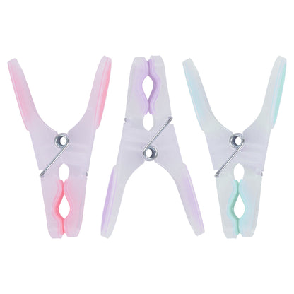 Multi Plastic Soft Touch Clothes Pegs - Pack of 12