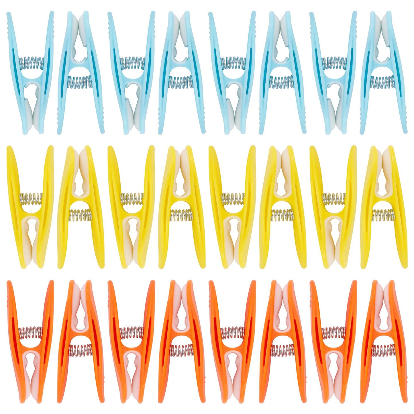 Multi Plastic Soft Touch Clothes Pegs - Pack of 24