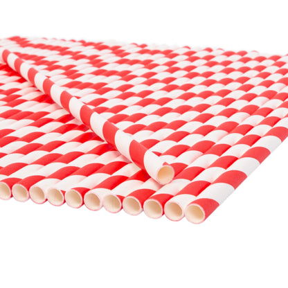 Red Stripe 19.5cm Paper Straws - Pack of 40