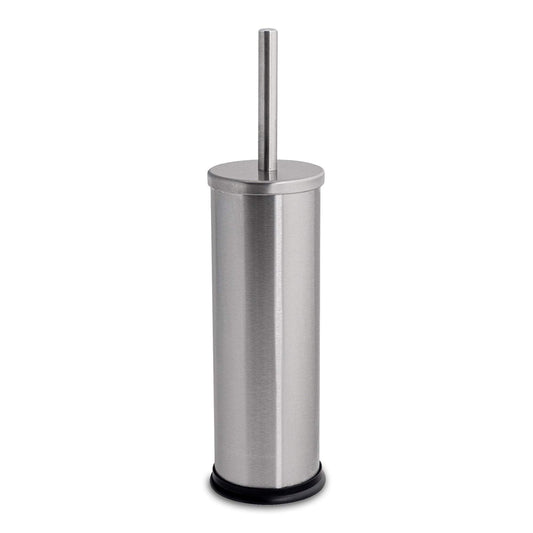 Round Brushed Stainless Steel Toilet Brush & Holder