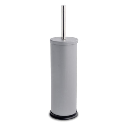 Matt Grey Round Stainless Steel Toilet Brush & Holder
