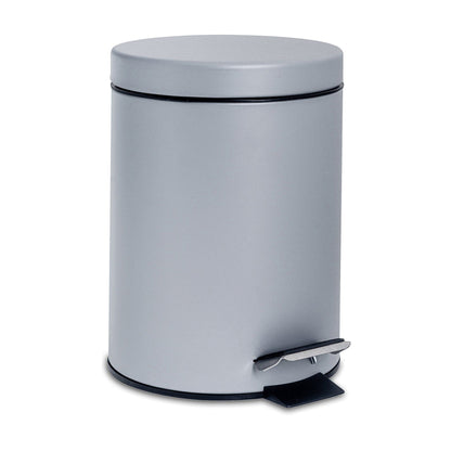 3L Grey Round Stainless Steel Bathroom Pedal Bin
