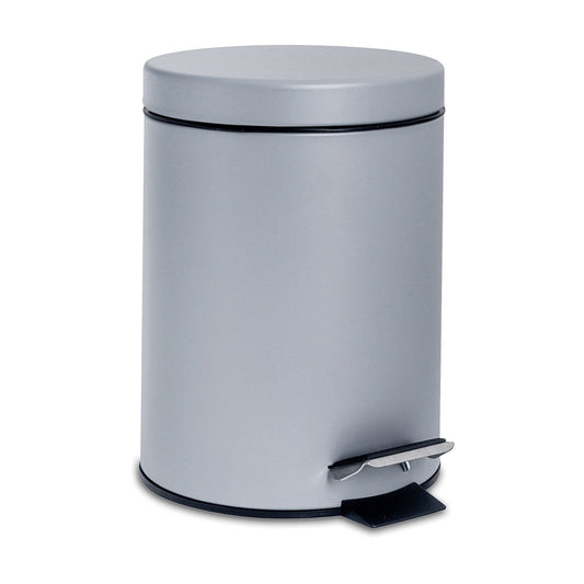 3L Grey Round Stainless Steel Bathroom Pedal Bin