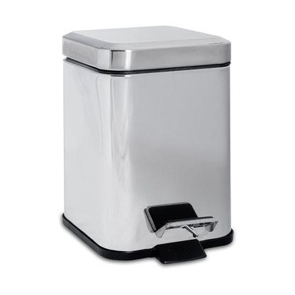 3L Chrome Square Bathroom Pedal Bin