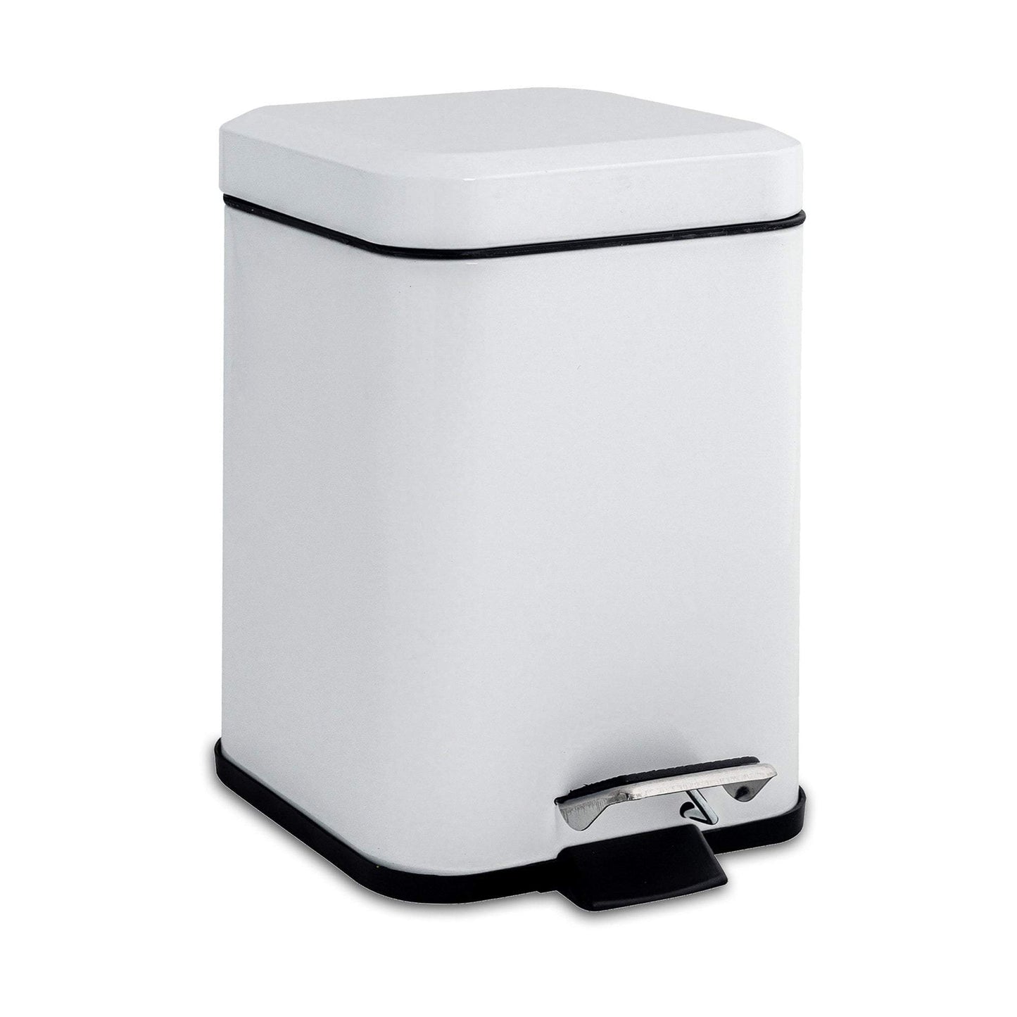 3L White Square Bathroom Pedal Bin