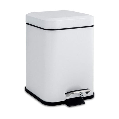 3L White Square Bathroom Pedal Bin