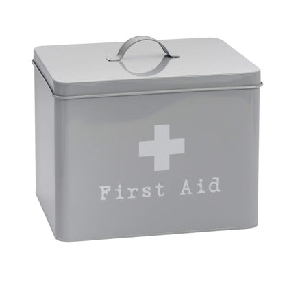 Large Grey Vintage First Aid Tin