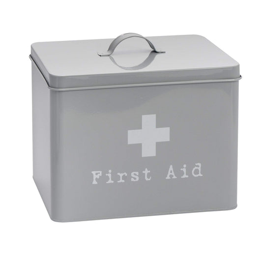 Large Grey Vintage First Aid Tin