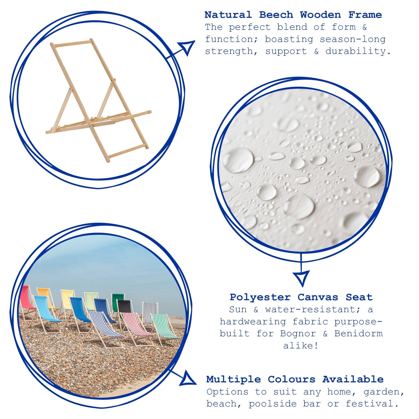 Orange Folding Wooden Deck Chair