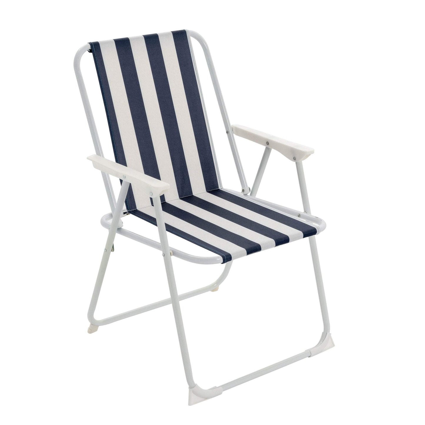 Blue & White Folding Metal Beach Chair