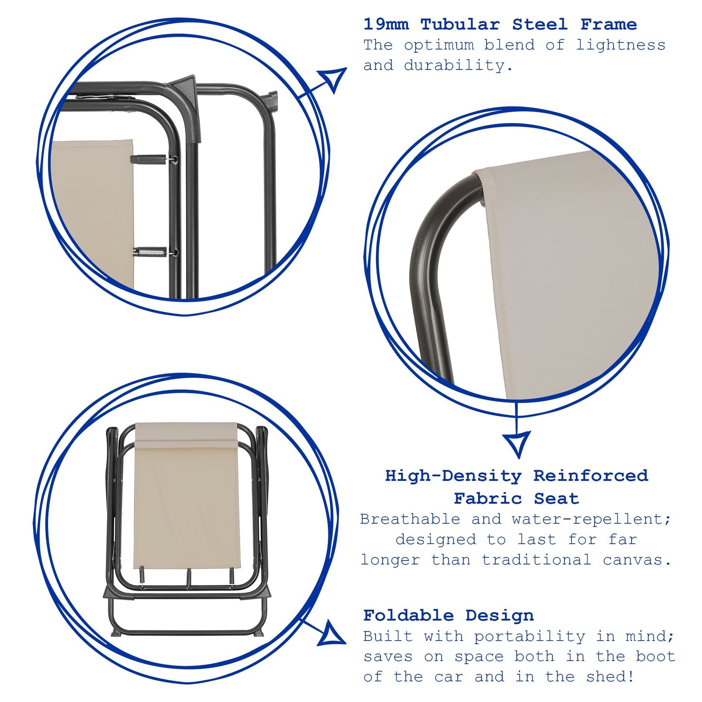 Blue & White Folding Metal Beach Chair