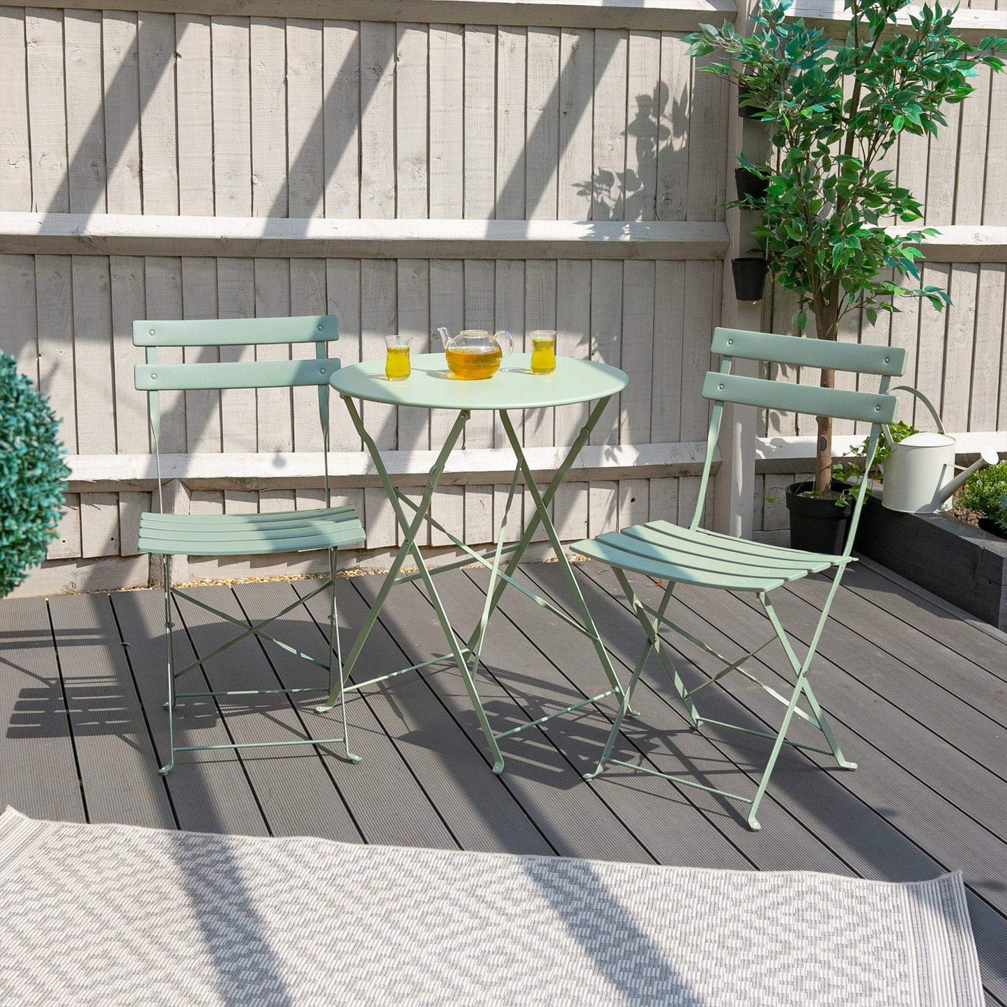 Sage Green Two-Seater Round Bistro Set