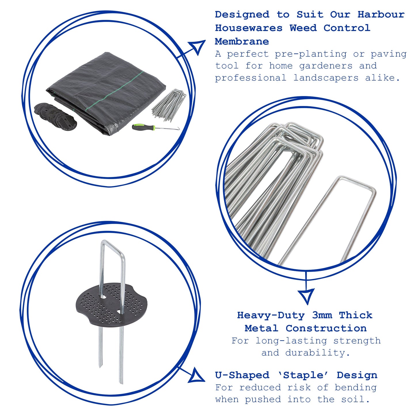 U-Shaped Weed Control Membrane Pegs - 6" (150mm)