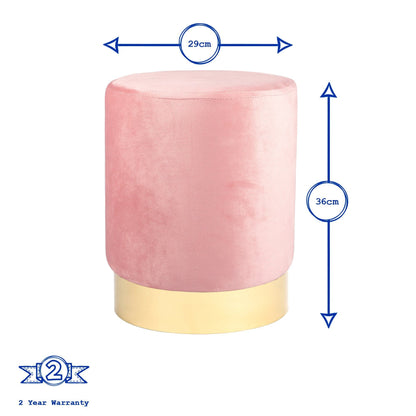 Round Velvet Footstool