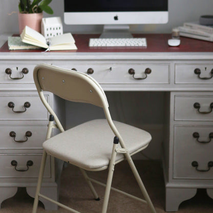 Beige Fabric Padded Folding Chair