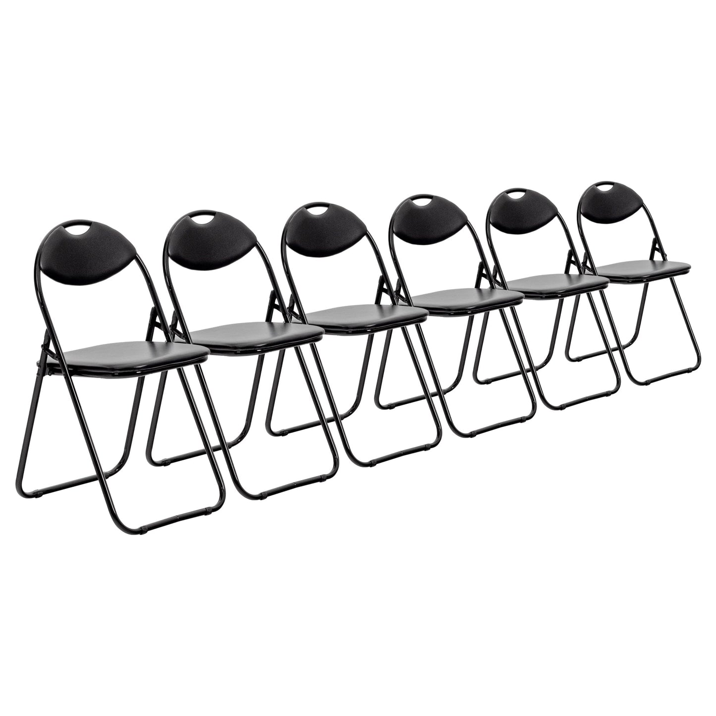 Black Curved Black Framed Padded Folding Chair - Pack of Six