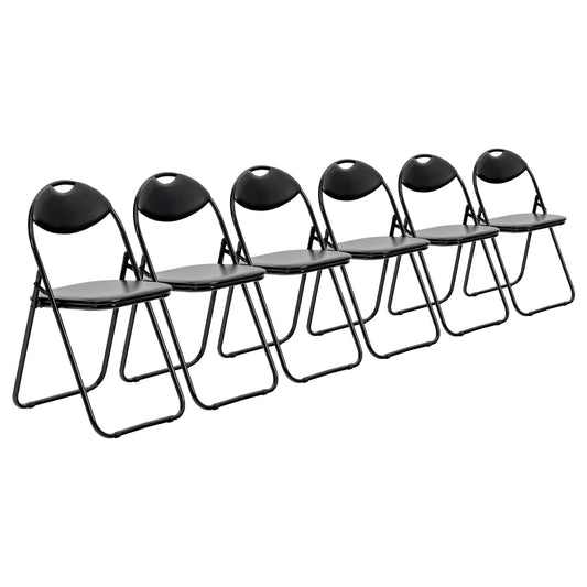 Black Curved Black Framed Padded Folding Chair - Pack of Six