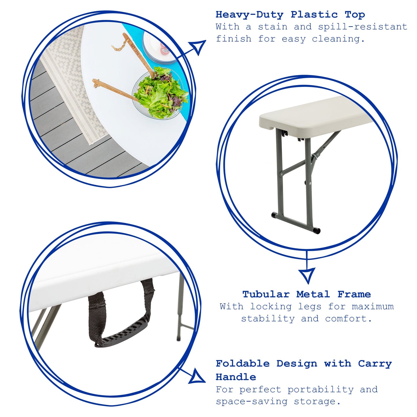 6 feet / 180cm Four Person Folding Trestle Bench