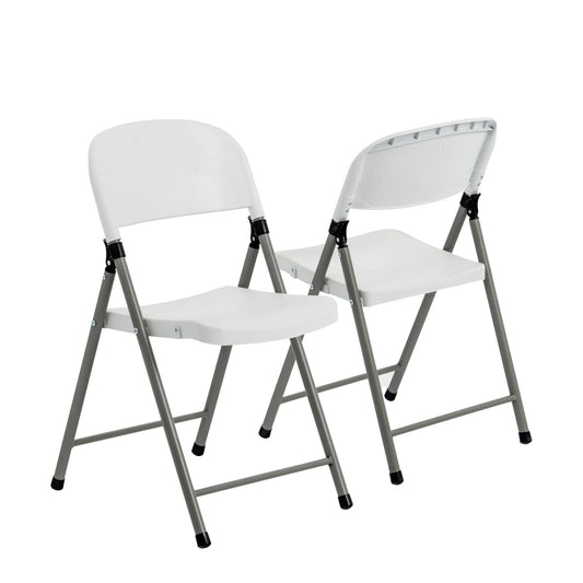 White Steel Folding Trestle Chairs - Pack of Two