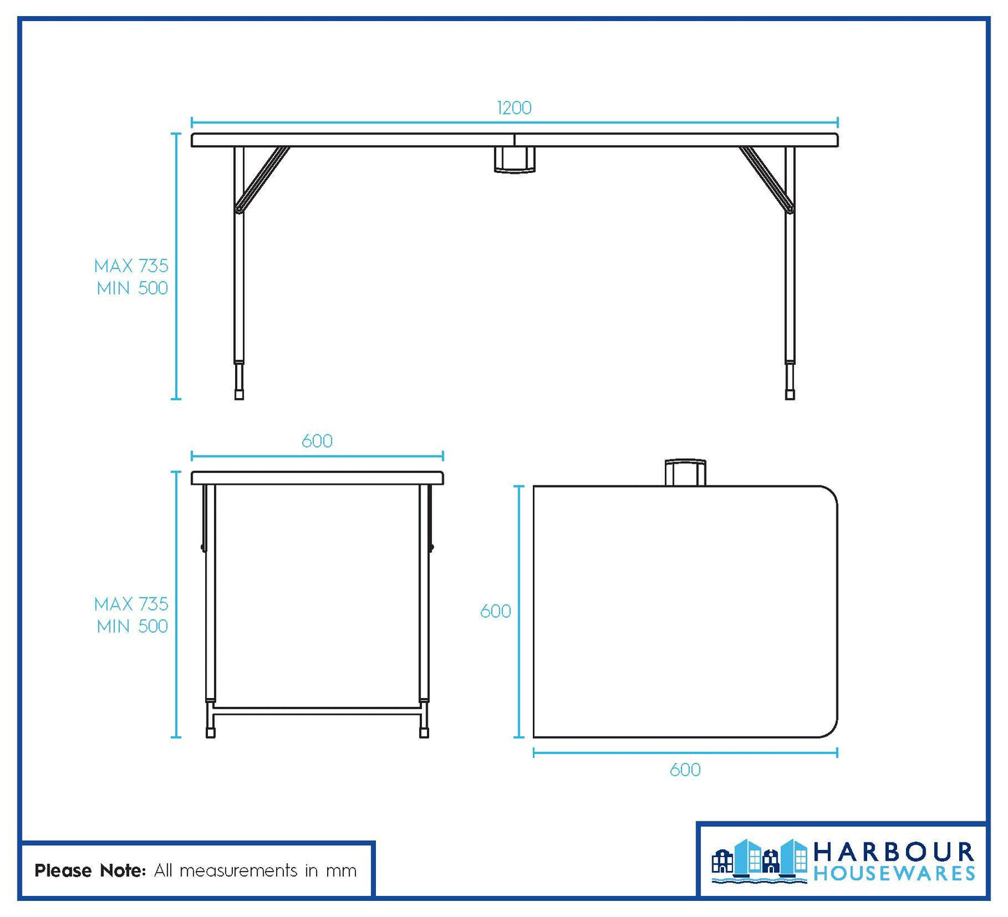 4ft (120cm) White Height Adjustable Folding Trestle Table
