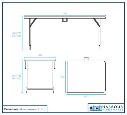 4ft (120cm) White Height Adjustable Folding Trestle Table
