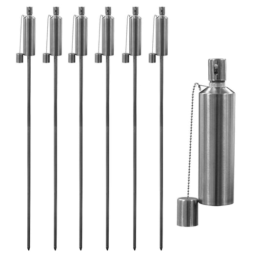 1.46m Metal Round Fire Torches - Pack of Six