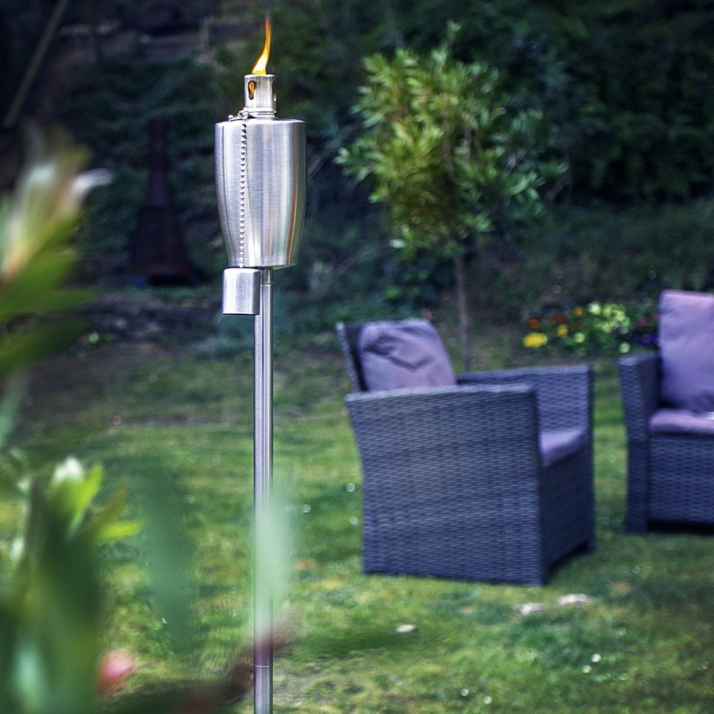 1.46m Metal Barrel Garden Torches - Pack of Six